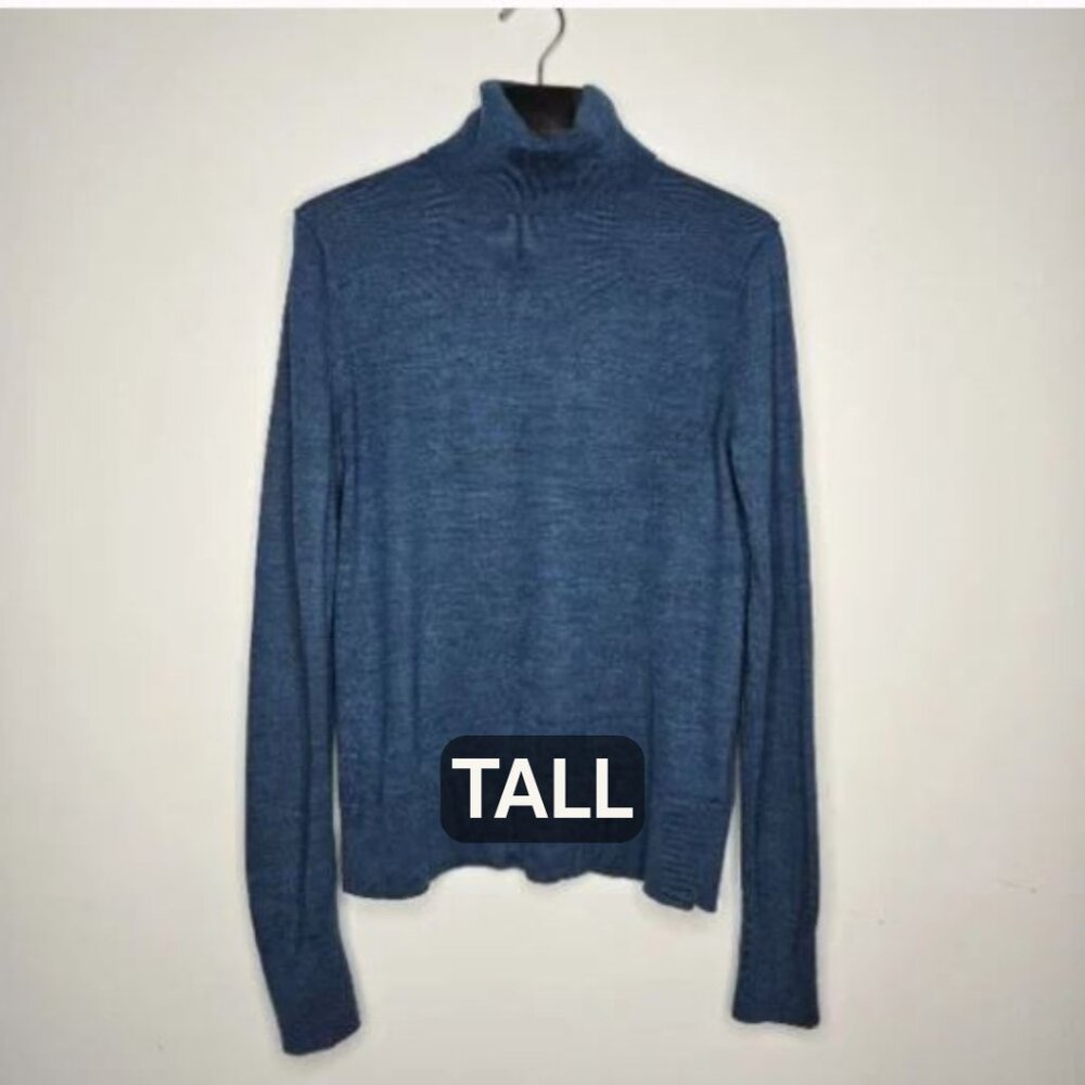 Gap Tall Blue Merino Wool Turtleneck Sweater M – 100% Extra Fine Wool